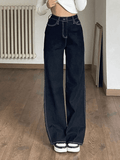 Tineit Stitched High Waist Boyfriend Jeans