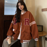 Tineit 2024 Fall Fashion Striped Varsity Jacket