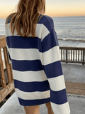 Tineit Striped Crew Neck Knit Sweater