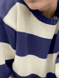 Tineit Striped Crew Neck Knit Sweater