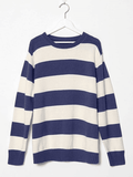 Tineit Striped Crew Neck Knit Sweater