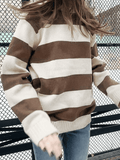 Tineit Striped Crew Neck Knit Sweater