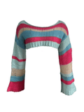 Tineit Striped Long Sleeve Bolero Sweater Top