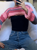 Tineit Striped Long Sleeve Bolero Sweater Top