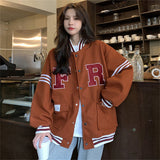 Tineit 2024 Fall Fashion Striped Varsity Jacket