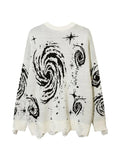 Tineit Swirl Print Ripped Design Sweater