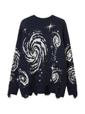 Tineit Swirl Print Ripped Design Sweater