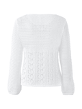 Tineit Tie Front White Open Knit Top