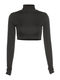 Tineit Turtleneck Long Sleeve Crop Top