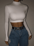 Tineit Turtleneck Long Sleeve Crop Top