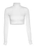 Tineit Turtleneck Long Sleeve Crop Top