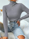 Tineit Turtleneck Ribbed Knit Sweater