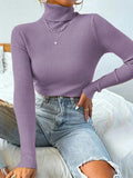 Tineit Turtleneck Ribbed Knit Sweater