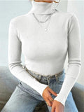 Tineit Turtleneck Ribbed Knit Sweater