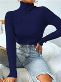 Tineit Turtleneck Ribbed Knit Sweater