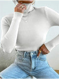 Tineit Turtleneck Ribbed Knit Sweater