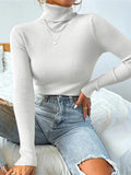 Tineit Turtleneck Ribbed Knit Sweater