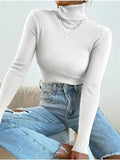 Tineit Turtleneck Ribbed Knit Sweater