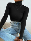 Tineit Turtleneck Ribbed Knit Sweater