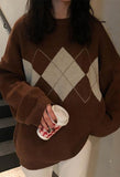 Tineit Vintage Argyle Pullover Sweater