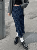 Tineit Vintage Checkered Maxi Skirt