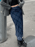 Tineit Vintage Checkered Maxi Skirt