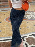 Tineit Vintage Checkered Maxi Skirt