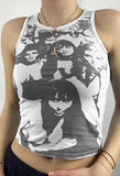 Tineit Vintage Girl Graphic Crop Tank Top