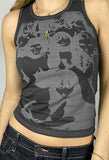 Tineit Vintage Girl Graphic Crop Tank Top