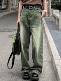 Tineit Vintage Green Wash Boyfriend Jeans