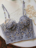 Tineit Vintage Lace Embroidery Bustier