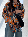 Tineit Vintage Mixed Print Long Sleeve Blouse