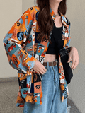 Tineit Vintage Mixed Print Long Sleeve Blouse