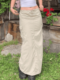 Tineit Vintage Pocket Long Cargo Skirt