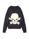 Tineit Vintage Skull Jacquard Pullover Sweater