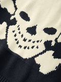 Tineit Vintage Skull Jacquard Pullover Sweater