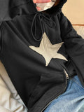 Tineit Vintage Star Patch Baggy Zip Up Hoodie