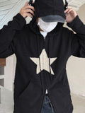 Tineit Vintage Star Patch Baggy Zip Up Hoodie