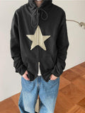 Tineit Vintage Star Patch Baggy Zip Up Hoodie