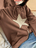 Tineit Vintage Star Patch Baggy Zip Up Hoodie