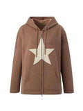 Tineit Vintage Star Patch Baggy Zip Up Hoodie