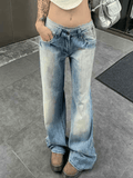 Tineit Washed Distressed Low Waist Boyfriend Jeans