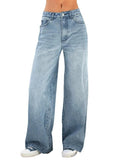 Tineit Washed Vintage Blue Versatile Boyfriend Jeans