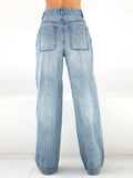 Tineit Washed Vintage Blue Versatile Boyfriend Jeans