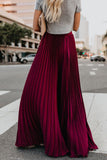 Tineit Solid Color High Waist Pleated Maxi Skirt