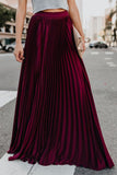 Tineit Solid Color High Waist Pleated Maxi Skirt