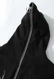 Tineit Zipper Gothic Print Oversized Hoodie